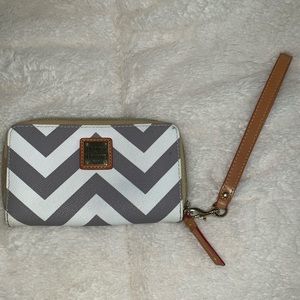Grey and White Chevron Dooney & Bourke Wristlet